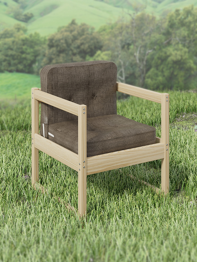 Садовое кресло с подушками 75х70х75 массив сосны / кресло садовое / кресло для отдыха на природе / кресло #1