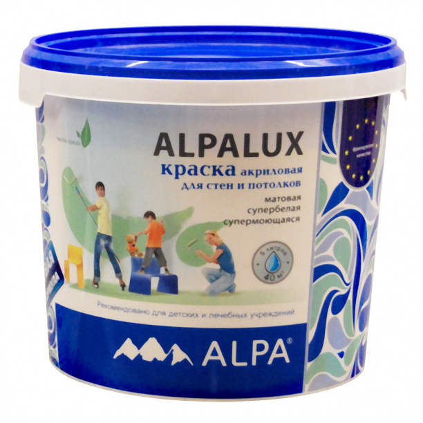 Краска ALPA для внутренних и наружных работ Alpalux 5л белая (база A ...