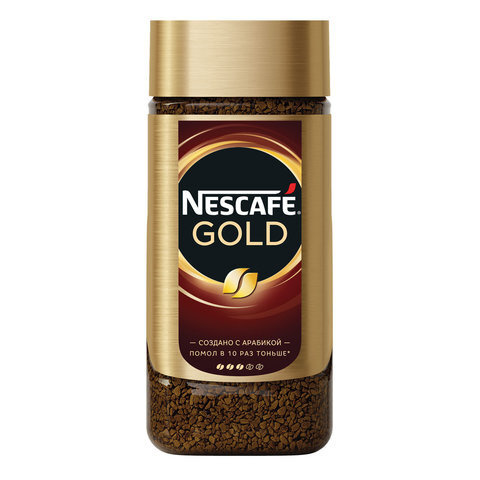 Кофе молотый в растворимом NESCAFE (Нескафе) "Gold", сублимированный, 190 грамм, стеклянная банка  #1