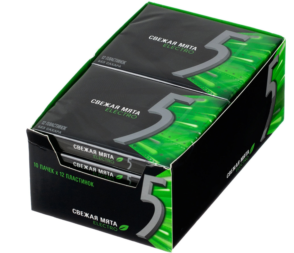 Wrigley's 5 Electro жевательная резинка "Свежая мята" (Мятный разряд ...