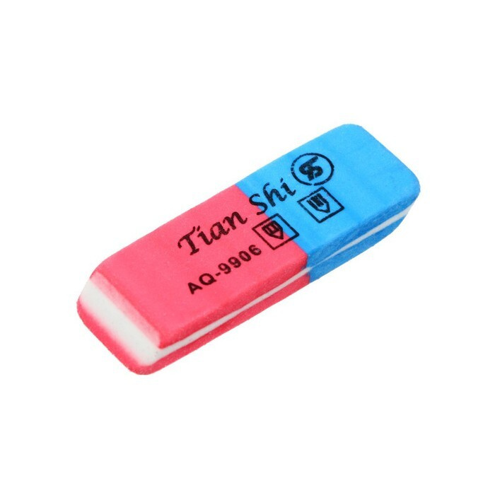 Ластик комбинированный Tian Shi, скошенный, красный/синий - купить с ...