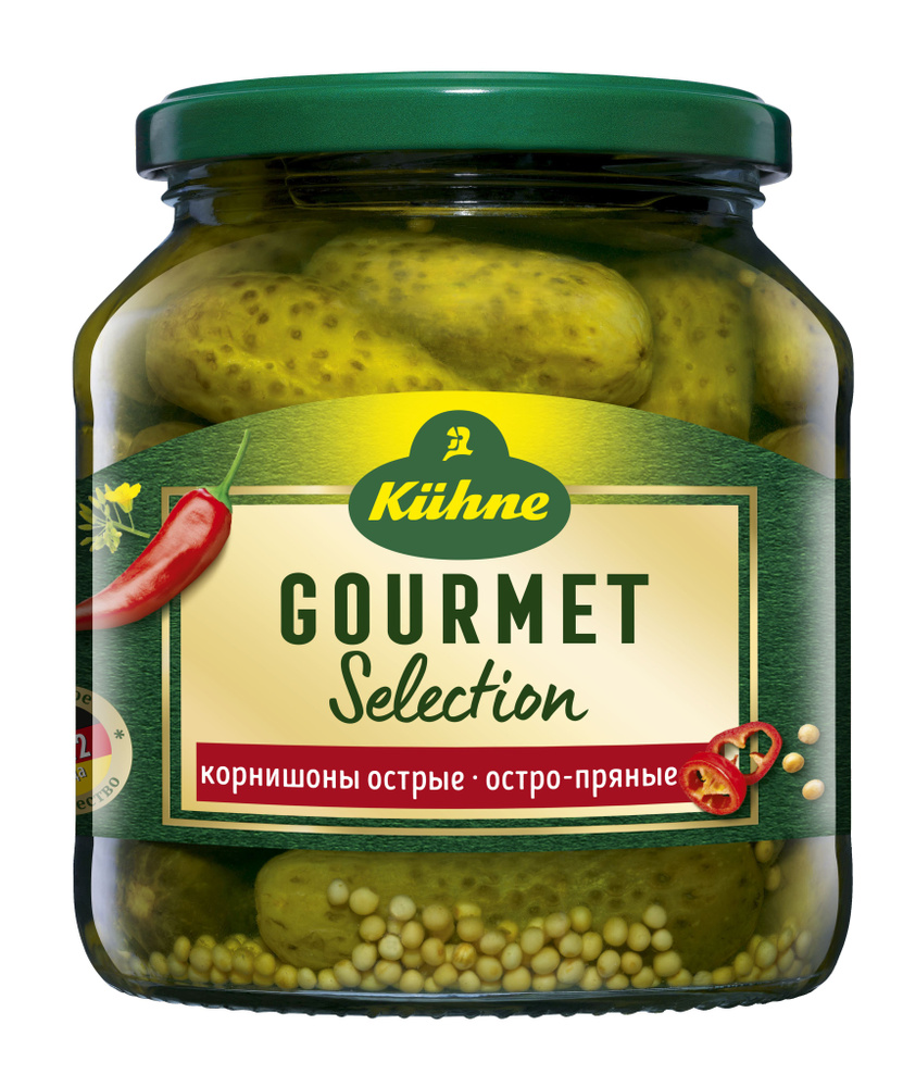 Огурцы Kuhne Hot Gherkins GS Корнишоны маринованные острые, 530 г