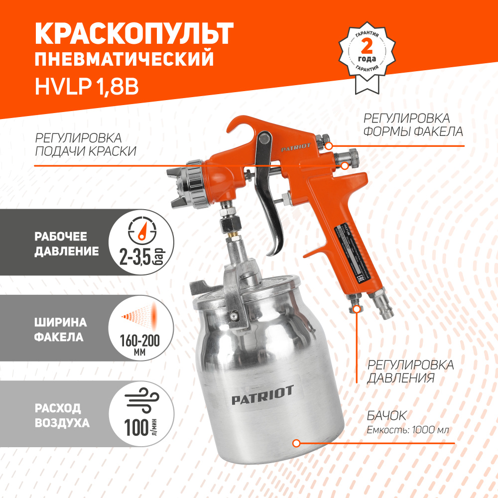 Пневмокраскопульт PATRIOT HVLP 1,4A - купить по низким ценам в  интернет-магазине OZON (238455361)