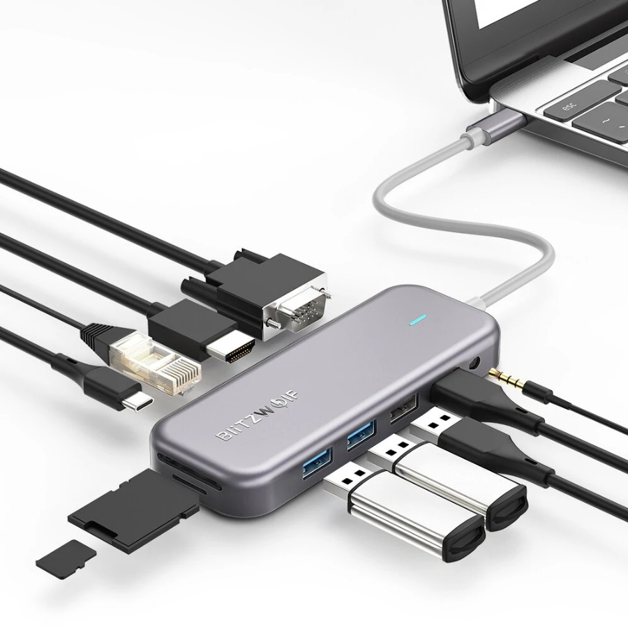 Хаб BlitzWolf BW-TH8 11 в 1 USB-C Data Hub Grey #1