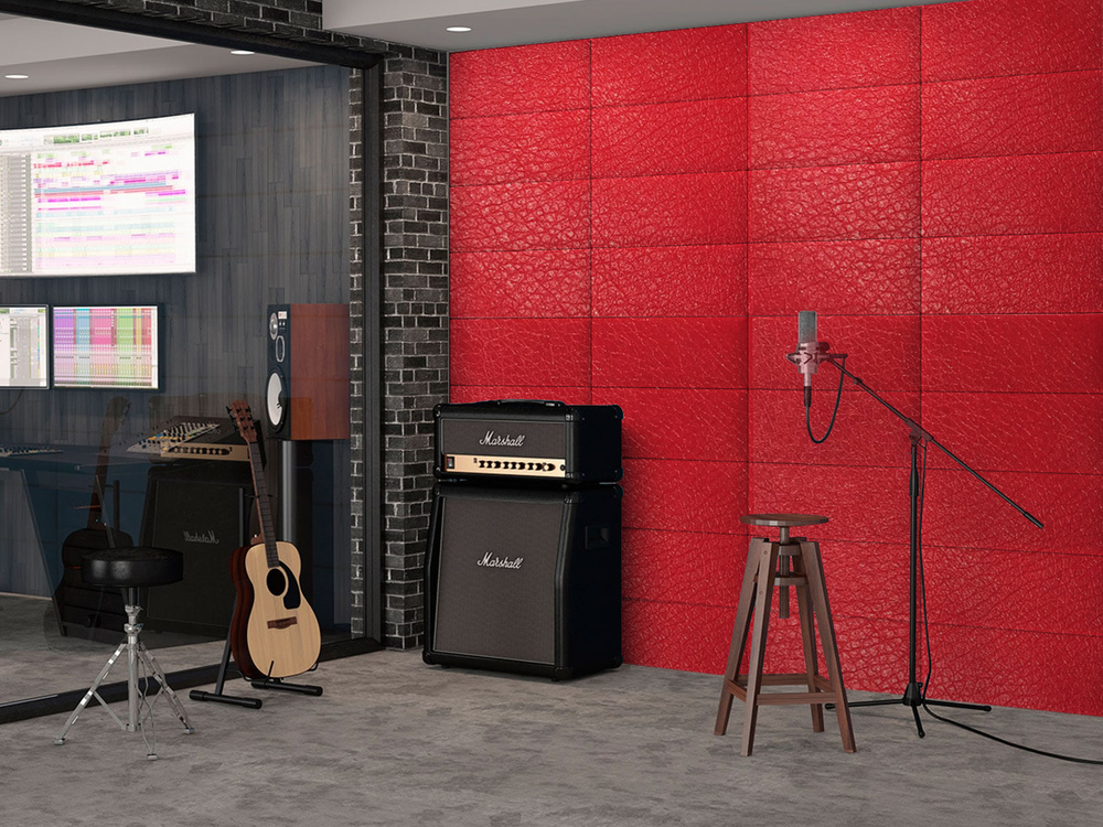 Шумо звукоизоляционные мягкие панели Eco Leather Red 30х60 см 1 шт.  #1