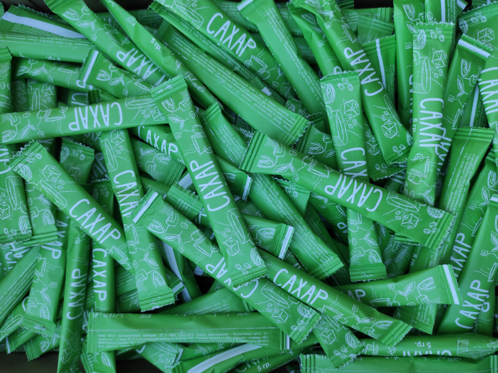 Сахар в стиках 5 гр.(короб 2,5 кг) Зеленый - купить с доставкой по ...