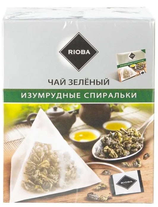 Чай зелёный RIOBA Изумрудные спиральки в пакетиках, 20 шт. по 2 г.  #1