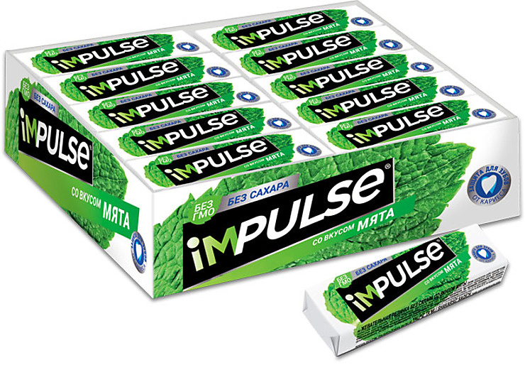 Жевательная резинка Импульс Мята, Impulse, 30 штук #1