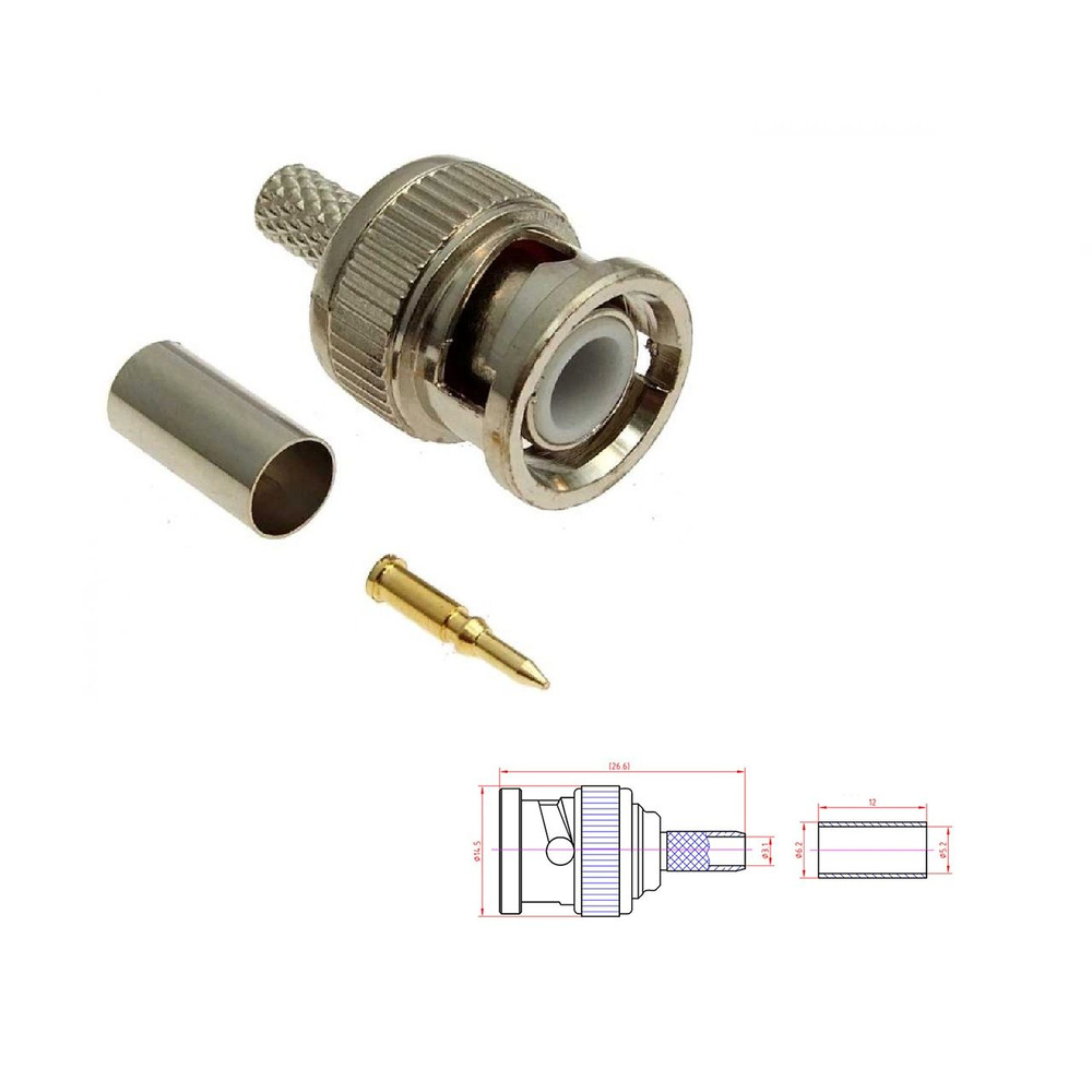 1 шт Разъем BNC под обжим вилка BNC-C58P - купить с доставкой по ...