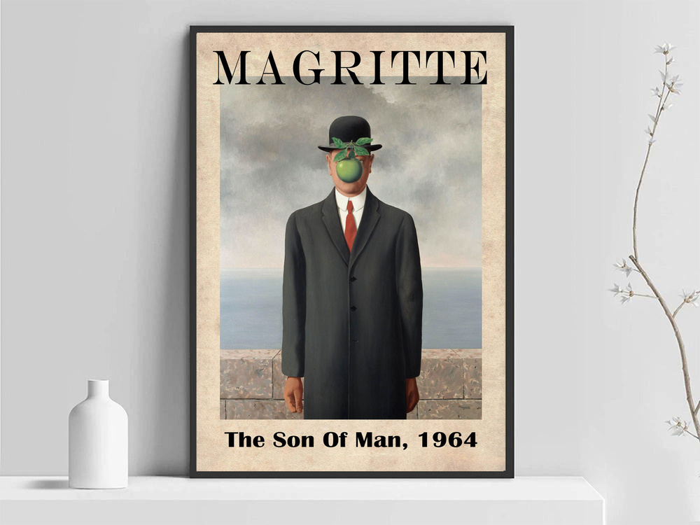 101 ПОСТЕР Постер "Сын Человеческий Рене Магритт, 1 шт А2 без рамы. Репродукция картины Rene Magritte #1
