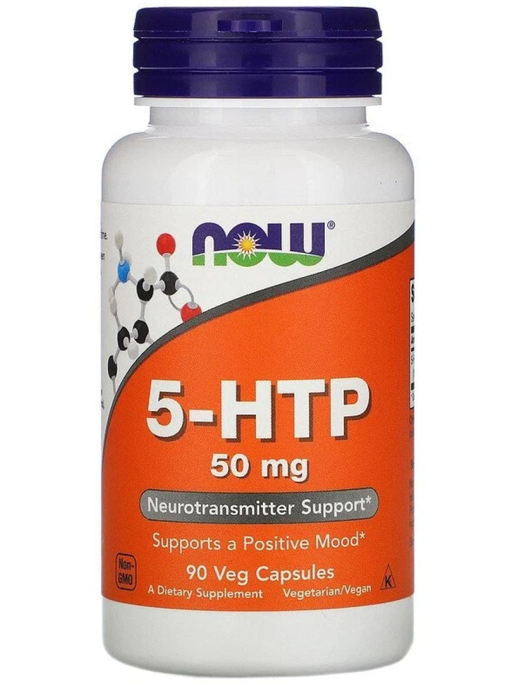 Нау (Now) 5- HTP (L-5-Гидрокситриптофан) 50 мг 440 мг 90 капсул ...