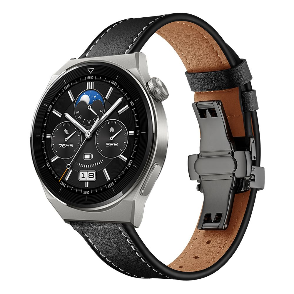 22mm Кожаный ремешок с застежкой-бабочкой для Huawei Watch GT 3 Pro/Watch 3 Pro/GT2 Pro/GT3 46mm/GT 2e #1