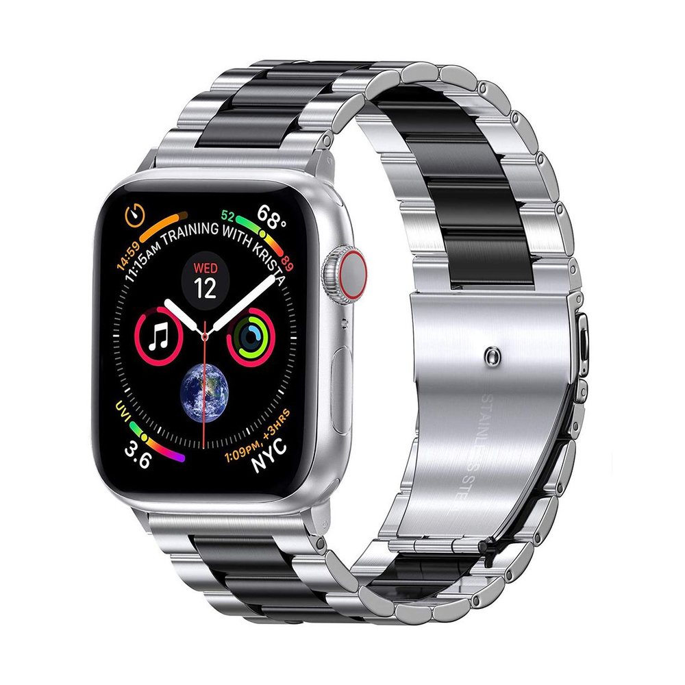 Ремешок металлический для умных смарт часов Apple Watch 42 / 44 / 45 /49 mm / браслет блочный из нержавеющей #1