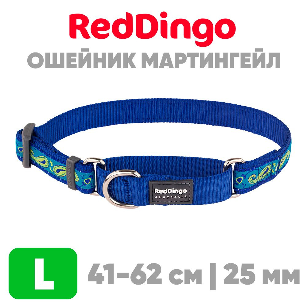 Ошейник мартингейл (полуудавка) для крупных пород собак Red Dingo синий  #1