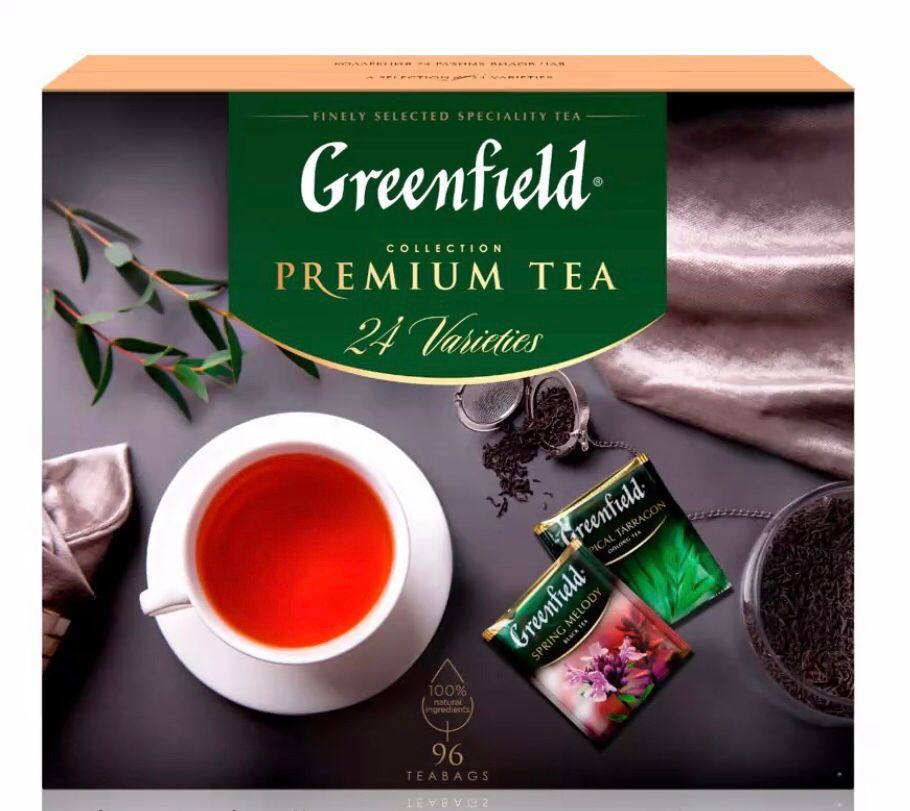 Набор 24 видов чая и чайных напитков в пакетиках 96 шт тм "Greenfield"  #1