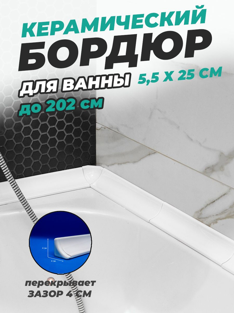 Бордюр для ванны керамический, Комплект Б250* 5,5 см. * 25см. с угловыми звездами  #1