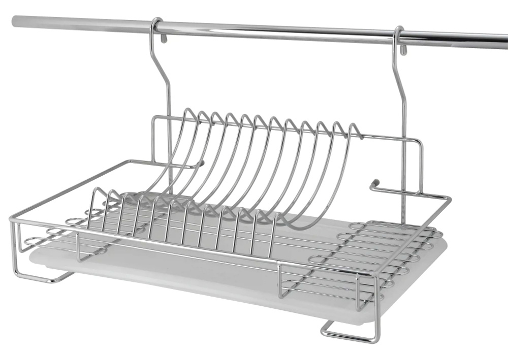 Сушилка для посуды навесная 44x25.8x26 см, металлическая решетка для тарелок, цвет хром - для естественного #1