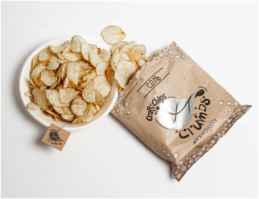 Крафтовые картофельные чипсы Crumbs Соль, 350 гр комплект 5шт - купить ...