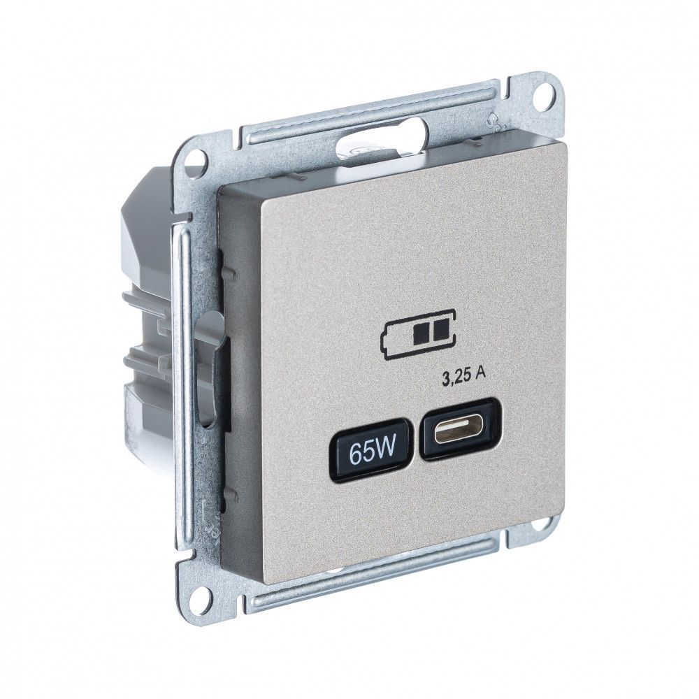 Розетка 1 СП USB type С, 65W, механизм SE AtlasDesign шампань #1