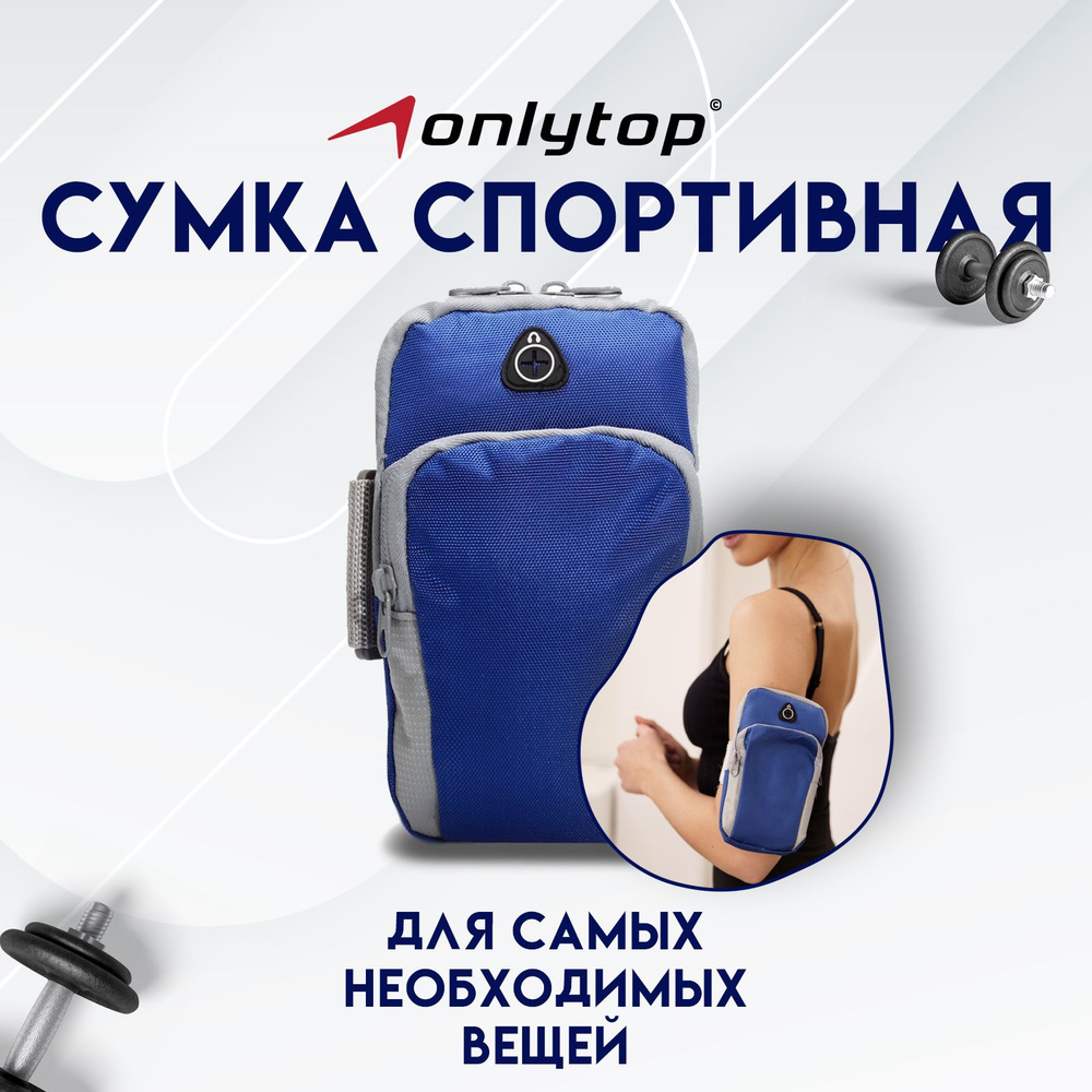 Сумка спортивная ONLYTOP, на руку, размер 18 х 12 см, цвет синий, серый -  купить с доставкой по выгодным ценам в интернет-магазине OZON (624669007)