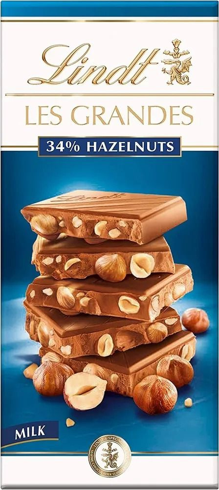 Lindt молочный шоколад Les Grandes Hazelnut с фундуком 34%, 150 г ...