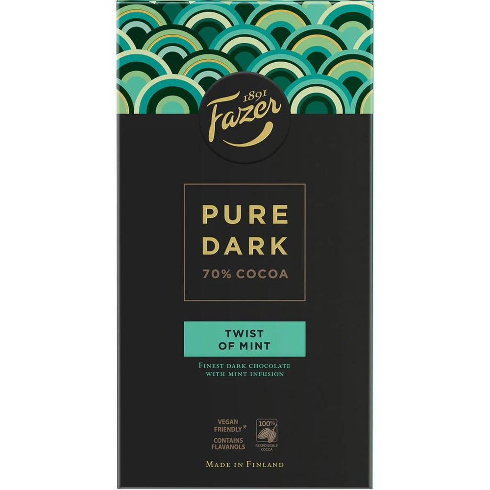 Шоколад темный Fazer Pure Dark 70% Cocoa с Мятой , 95 г (Из Финляндии)  #1