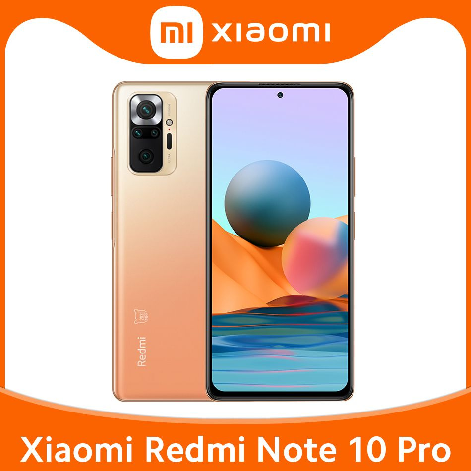 Xiaomi Смартфон Redmi Note 10 Pro Глобальная версия поддерживает русский  язык 6/128 ГБ, золотой