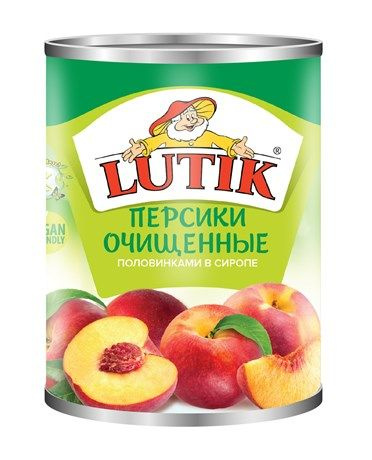 Персики Lutik очищенные в сиропе, 425мл 4 шт. #1