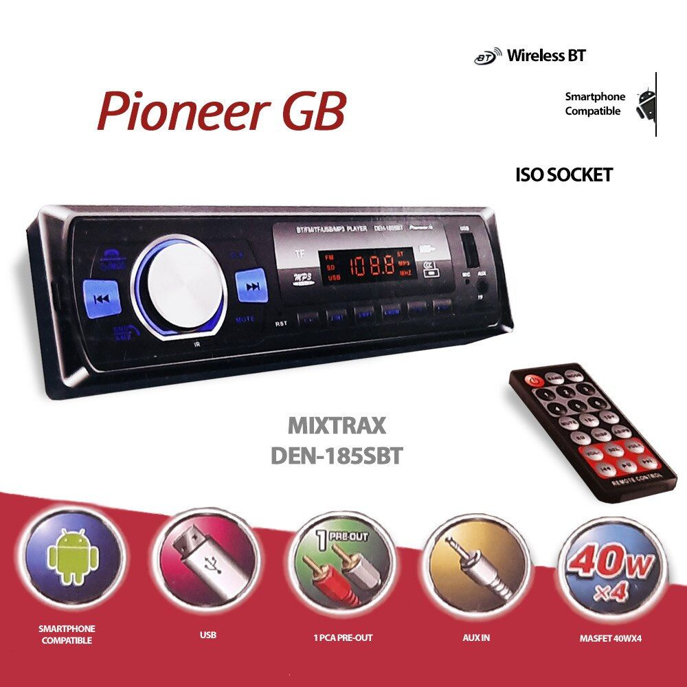 Автомагнитола Pioneer DEH-185SBT Bluetooth AUX, USB, SD, MicroSD, Android,  iPhone