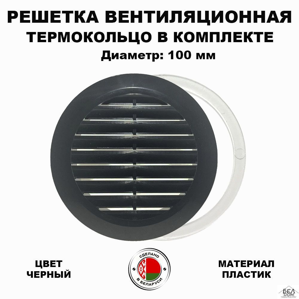 Вентиляционная решетка круглая черная 100 мм. #1