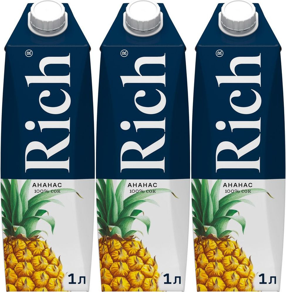 Сок Rich ананасовый восстановленный, комплект: 3 упаковки по 1 л  #1