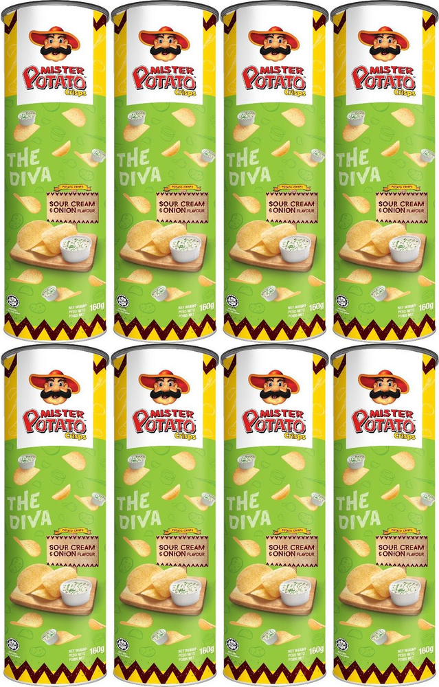 Чипсы картофельные Mamee Mr Potato сметана-лук, комплект: 8 упаковок по 160 г  #1