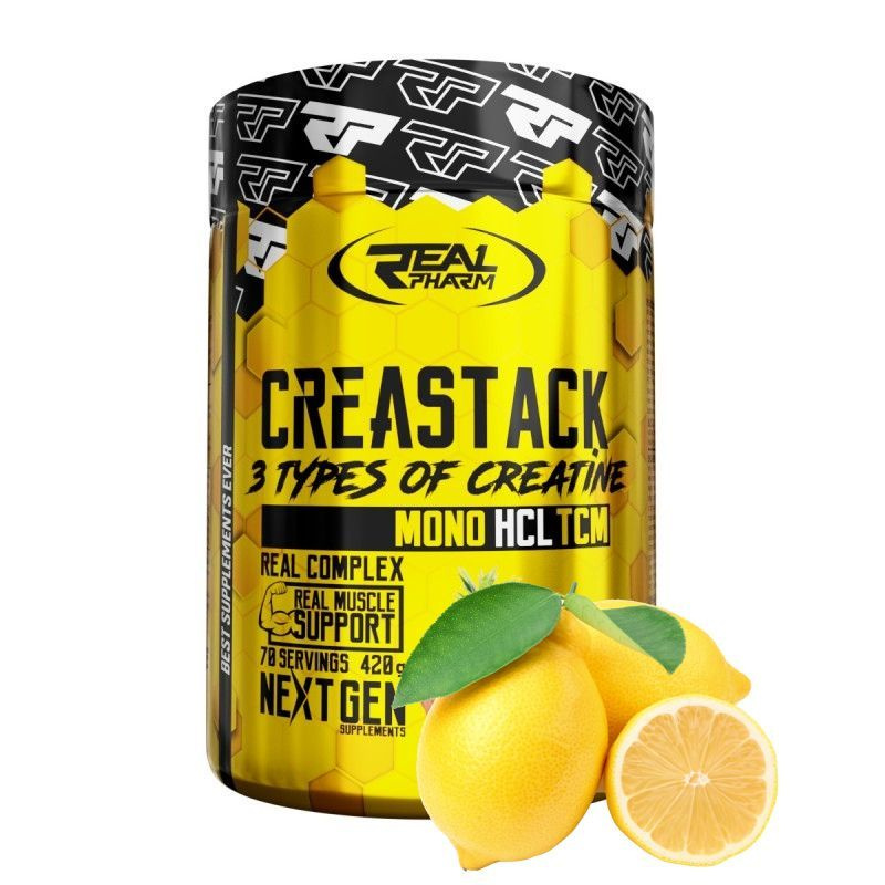Креатиновый комплекс Real Pharm Crea Stack, порошок 420г (Лимон ...