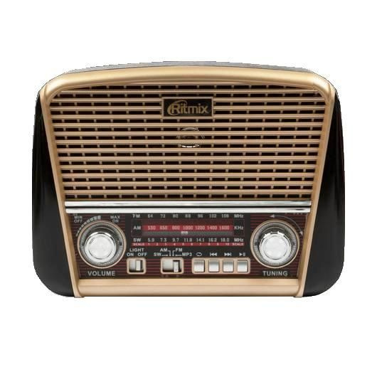 Радиоприемник Ritmix RPR-050 Gold ретро-дизайн, диапазоны FM, СВ*AM, КВ*SW, usb, SD, MP3 плеер - жёлтый #1