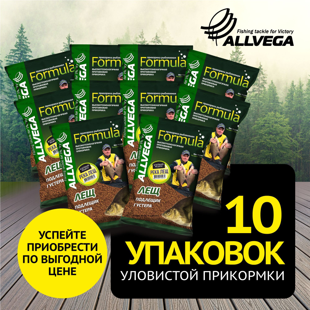 Прикормка для рыбалки ALLVEGA "Formula РЕКА ЛЕЩ" 10 пакетов по 900 гр. / прикормка на леща  #1