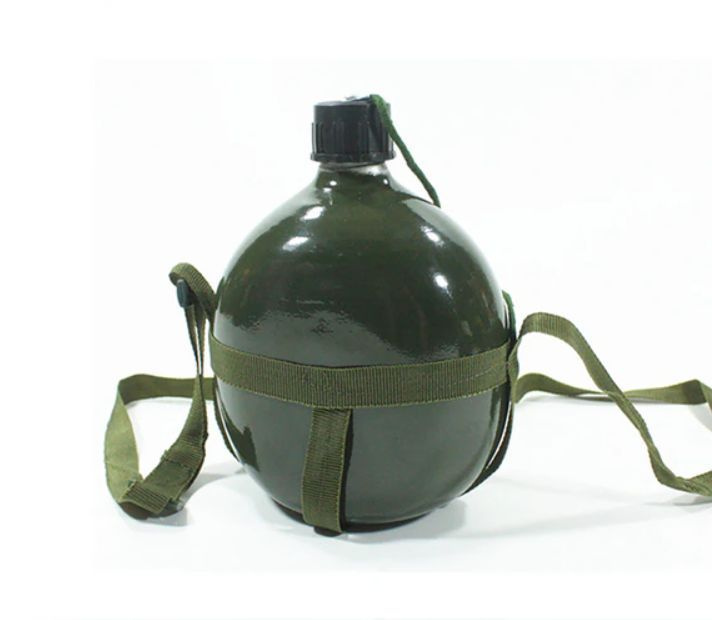 Фляга армейская для воды, алюминиевая 1 литр, для туризма, охоты и ...