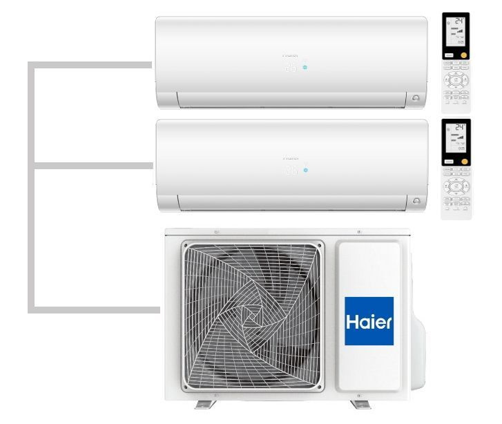 Mульти сплит-система на 2 комнаты 35+35 кв.м. HAIER AS35S2SF2FA-W X 2 / 2U50S2SM1FA  #1