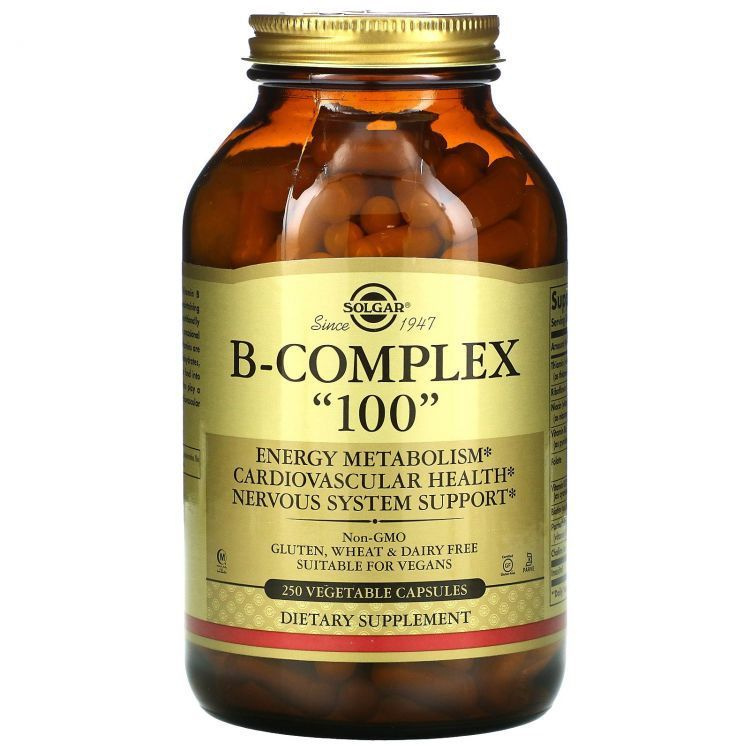 Витамины группы B, комплекс Solgar B-Complex "100", 250 растительных ...