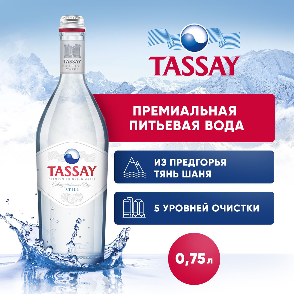 Вода негазированная Tassay природная, в стекле, 0,75 л #1