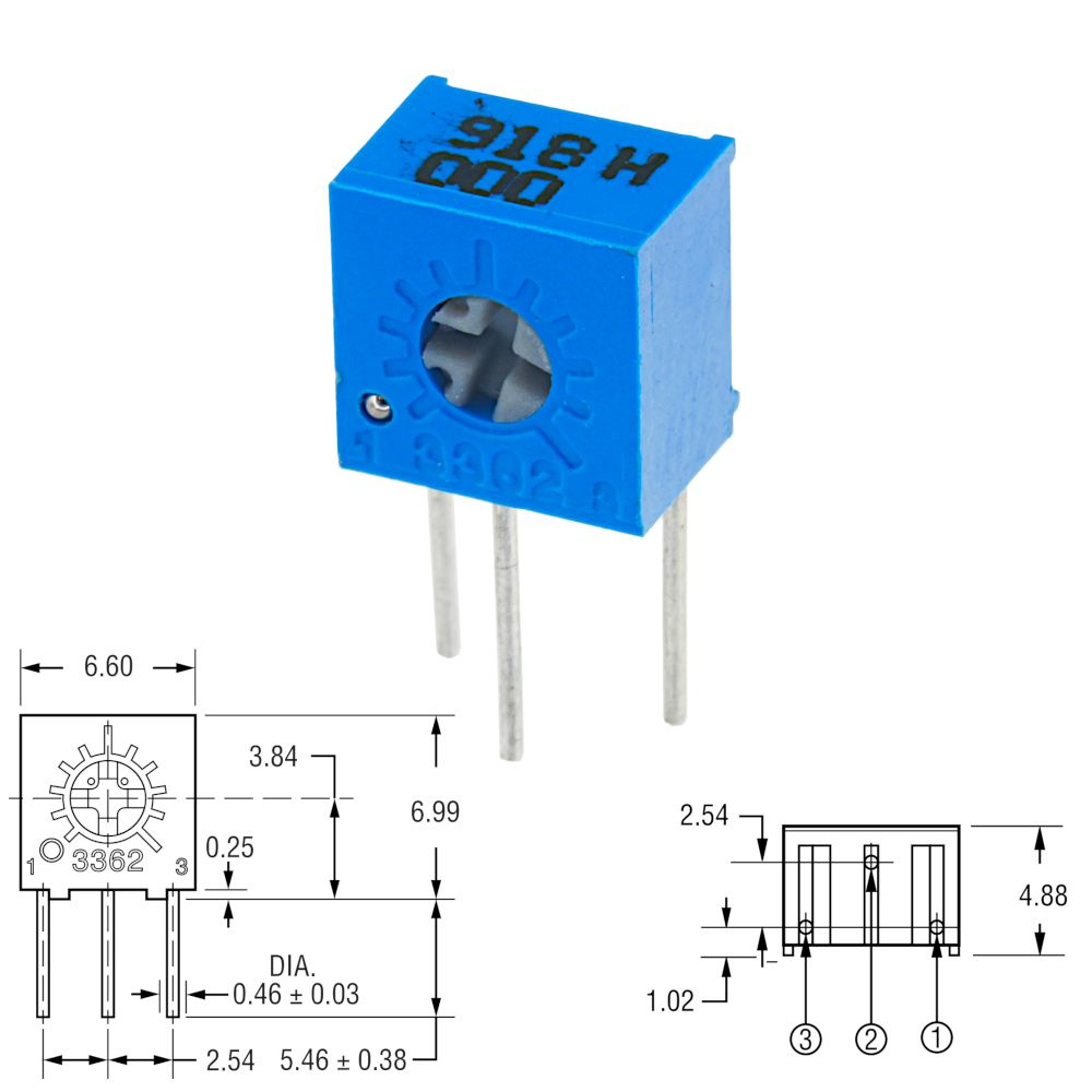 10 кОм Резистор подстроечный 3362W-1-103 (4шт) - купить с доставкой по ...