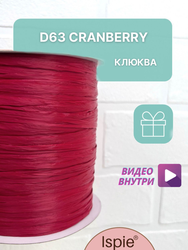 Пряжа рафия для сумок и шляп ISPIE D63 Cranberry #1