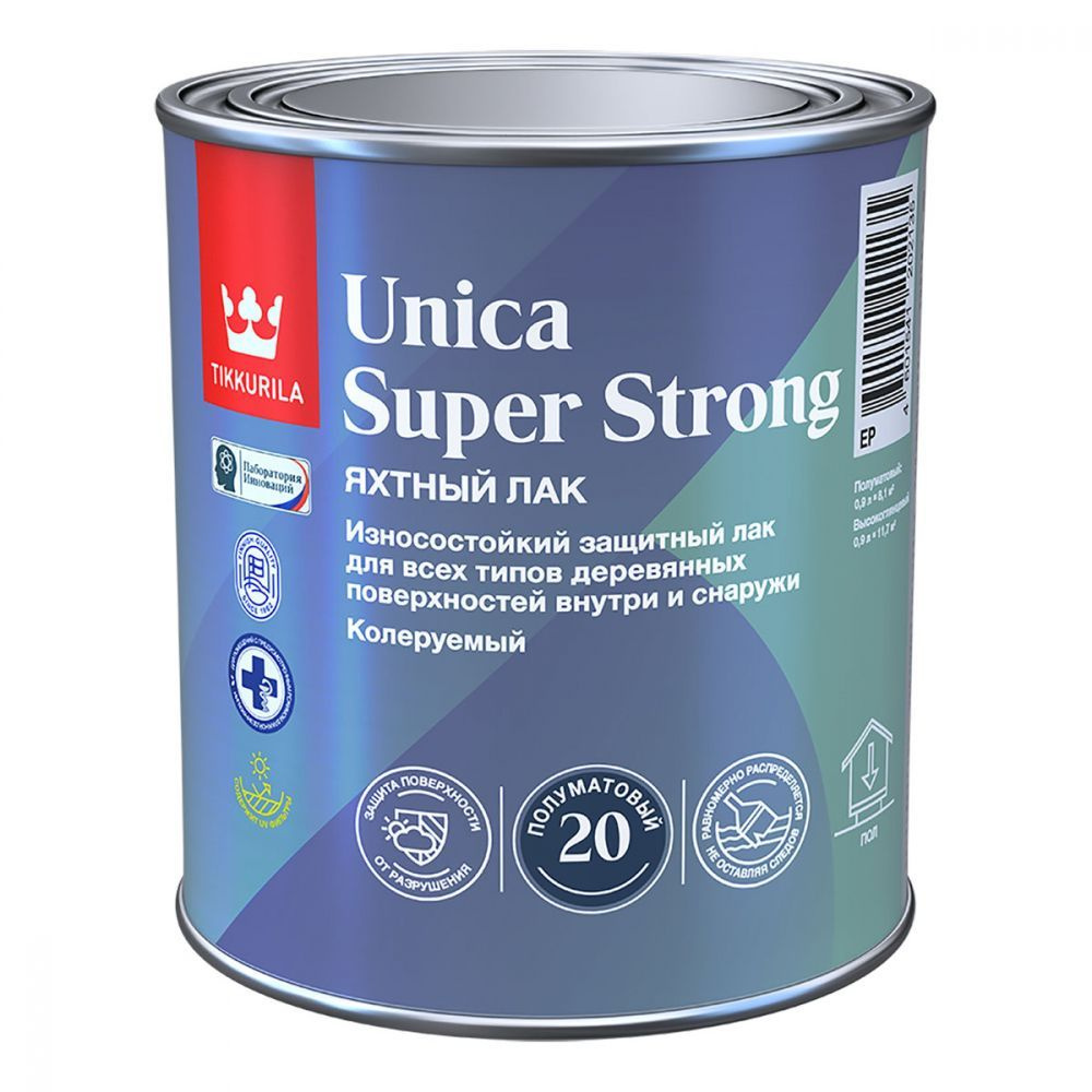 Tikkurila Unica Super Strong 20 полуматовый яхтный лак для дерева 2.7 литра  #1