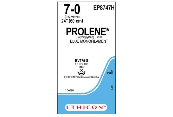 36шт. Шовный материал Ethicon Prolene Пролен синий (7/0) 60см две иглы колющие BV 175-8 EVERPOINT 9,3 #1