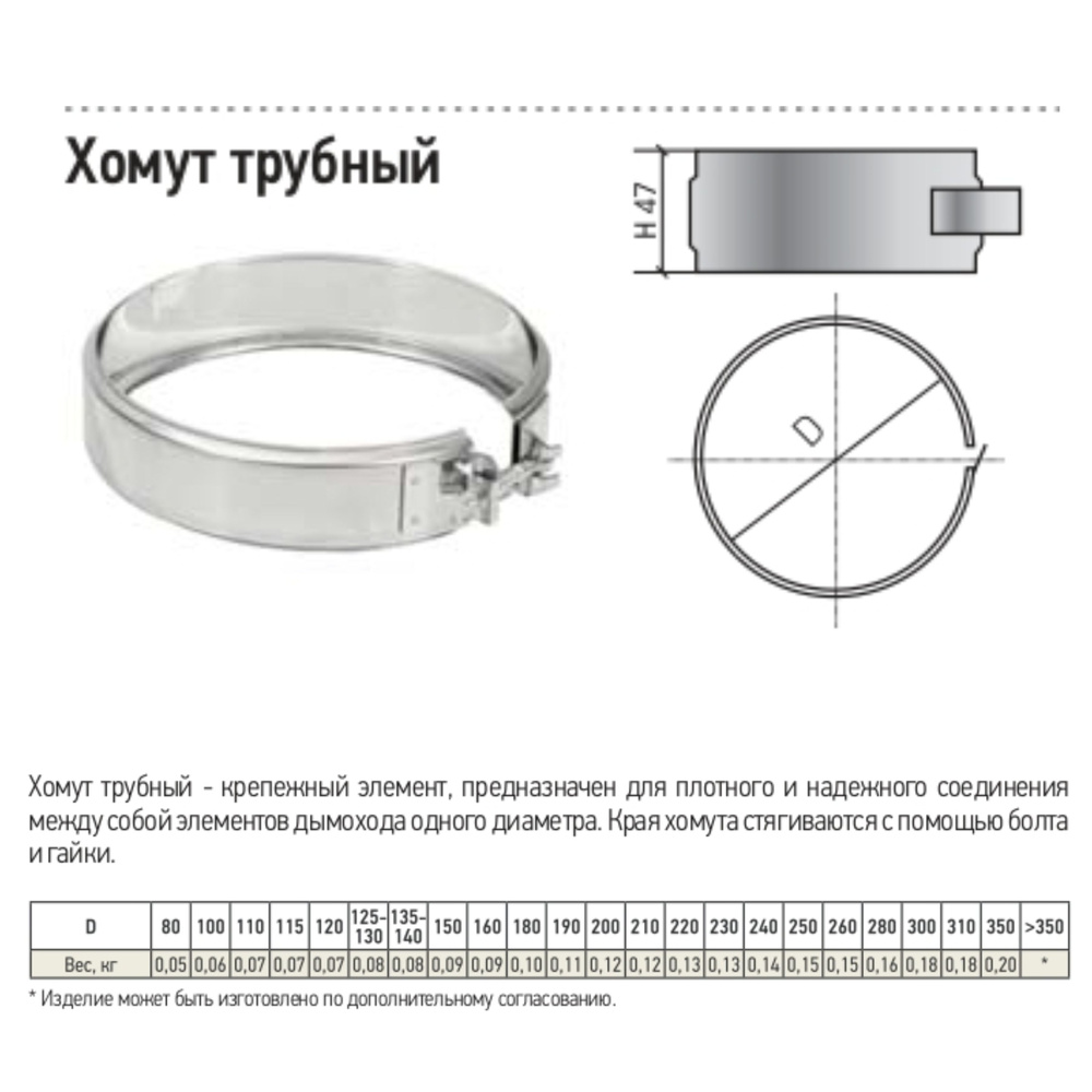 Хомут трубный на болте (430) D150. Комплект 6 шт. #1