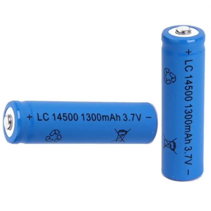 Батарейка аккумуляторная Li-ion 14500 1300 mAh 3.7 V ,пальчиковая АА (2 шт/уп)  #1