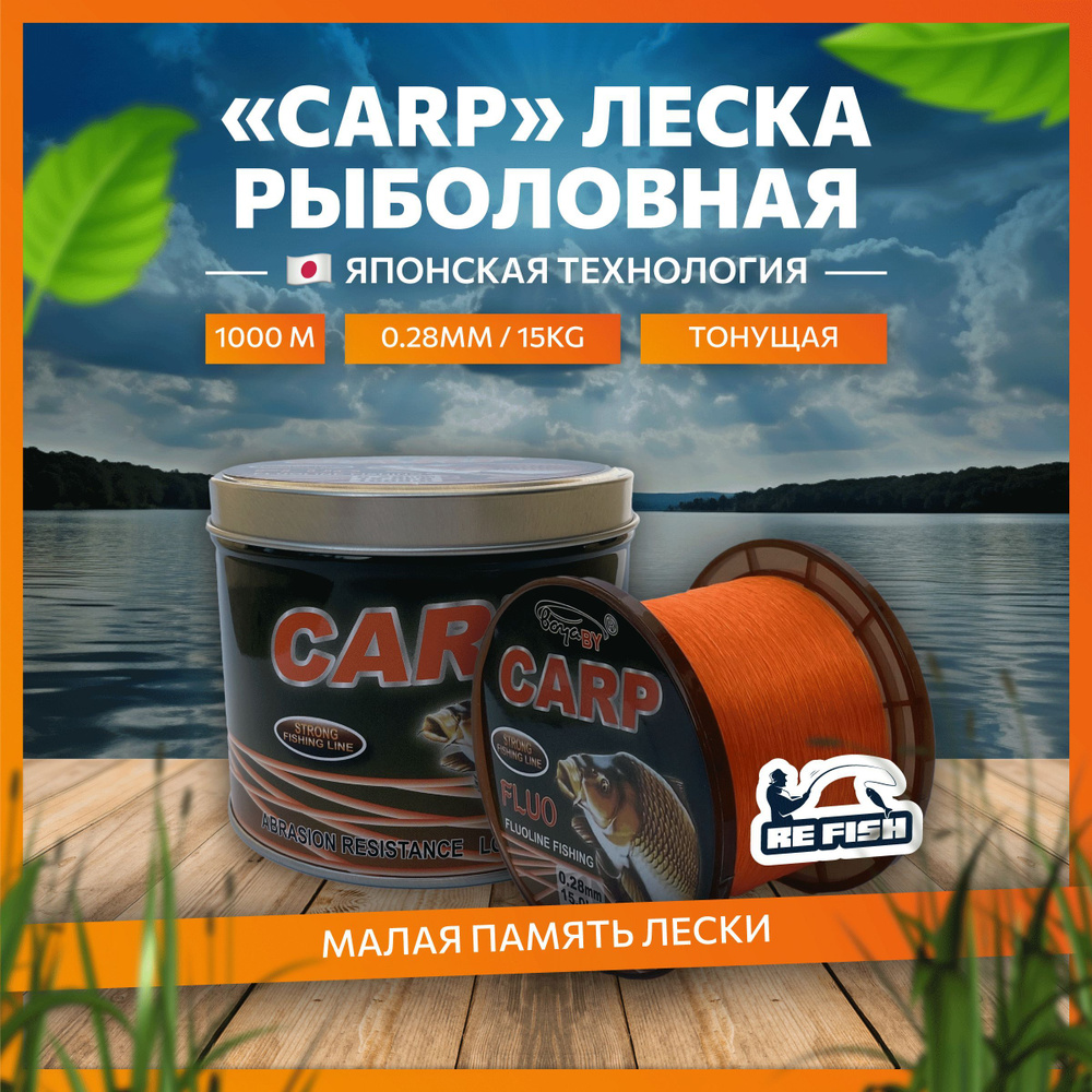 Леска для рыбалки монофильная карповая boya by carp 1000 м, 0.28 мм  #1