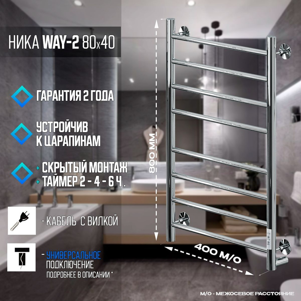 Полотенцесушитель Электрический НИКА 400мм 800мм форма Лесенка - купить ...