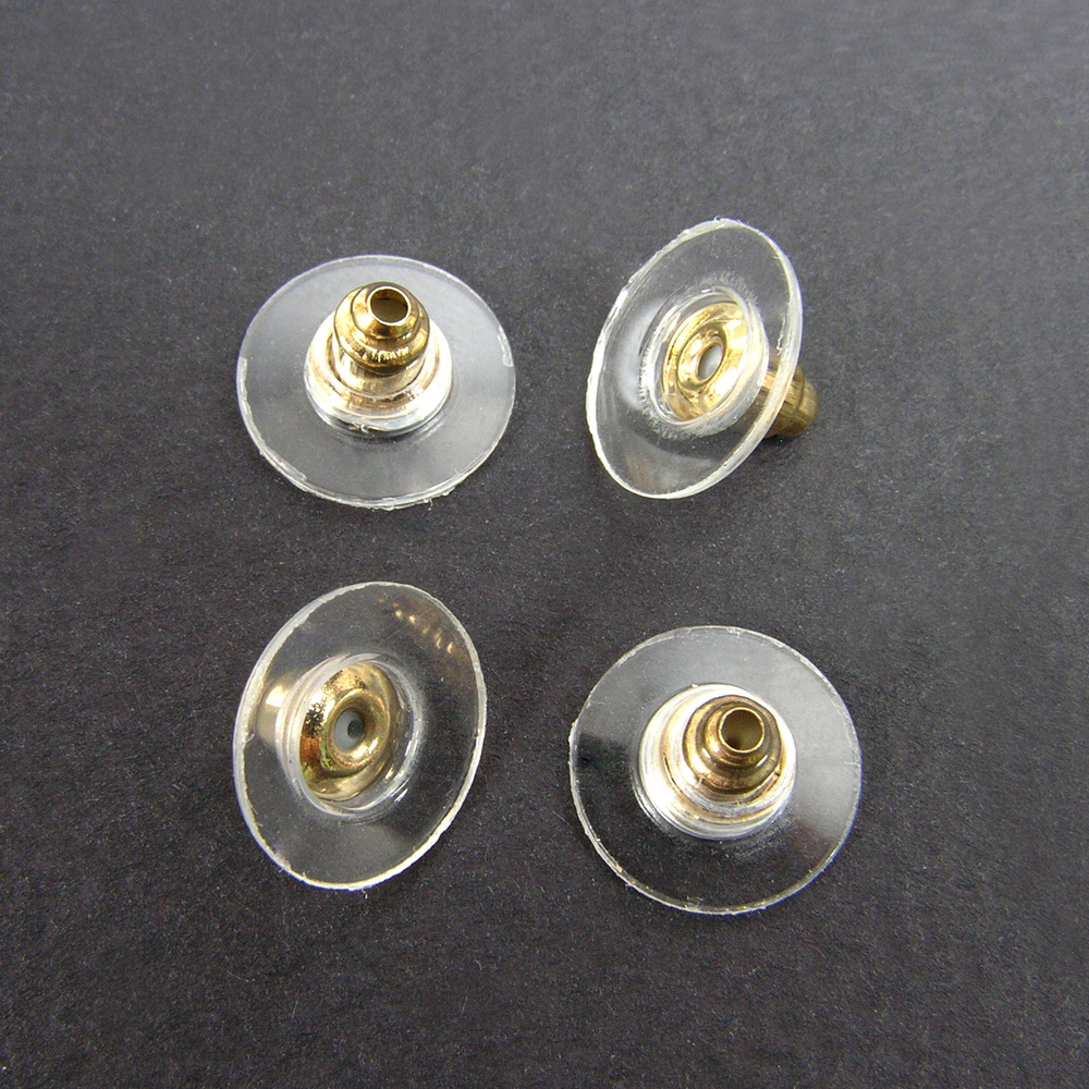 Застежки для сережек комбинированные 10x6 мм (20 шт) (Gold) для гвоздиков сширокой площадкой, силиконовые заглушки для пусет - купить с доставкой повыгодным ценам в интернет-магазине OZON (1164965577)