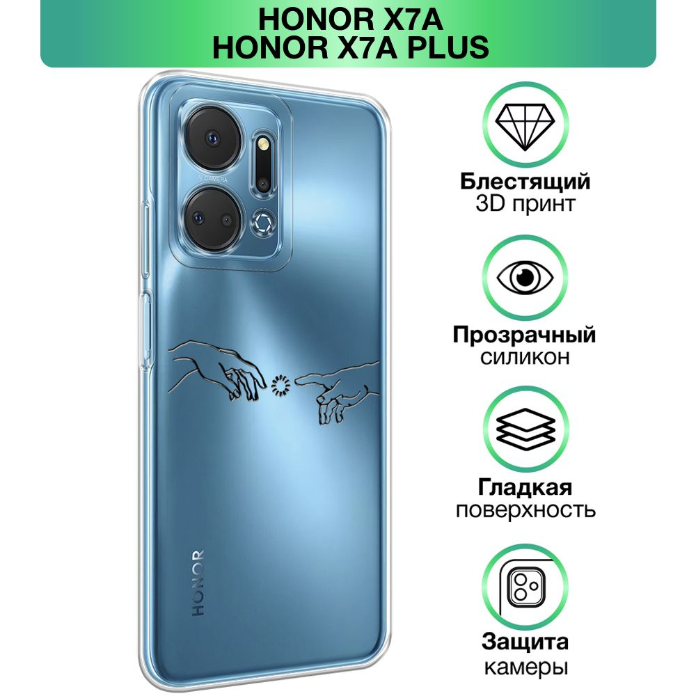 Чехол на Honor X7A Plus / Хонор X7A Плюс прозрачный силиконовый с принтом 