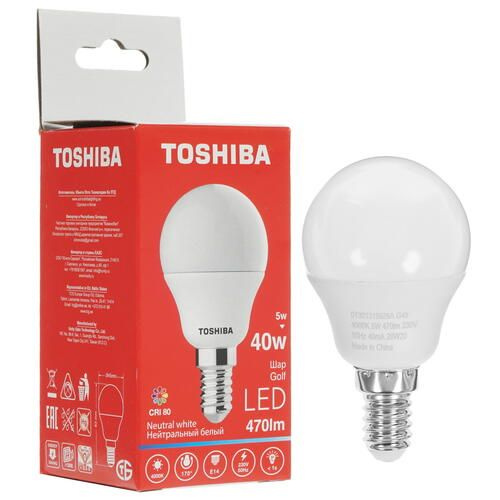 Светодиодная Лампочка Toshiba E14 Шар 470 Лм 4000 К - купить в интернет ...